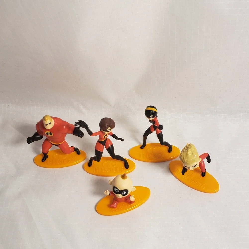 Lot (5) Disney Pixar Incredibles Family Mini Figures Cake Toppers 1.5